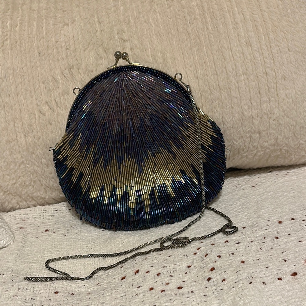 La Regale Blue and Gold Clutch Glamorous Evening Accessory